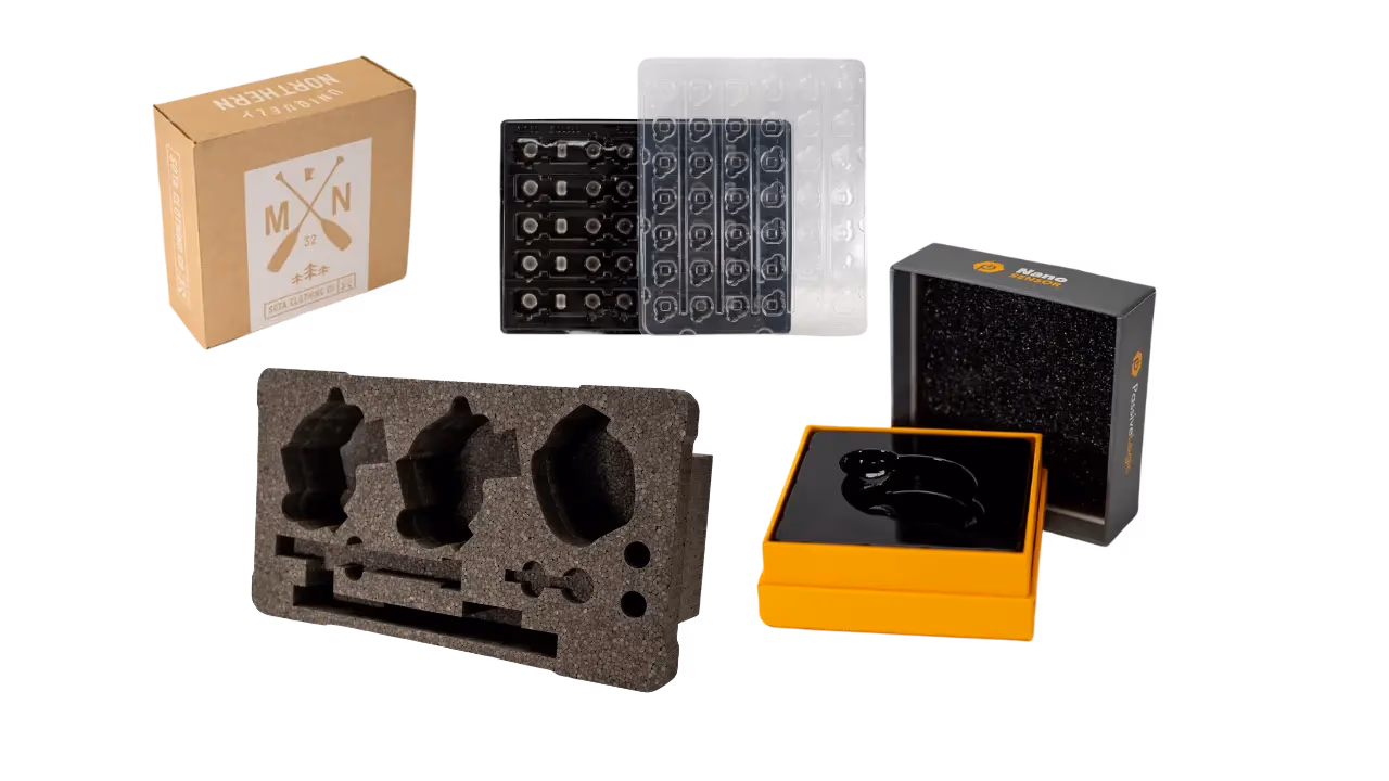 Custom foam inserts, thermoformed trays, printed cartons, and protective packaging made by PAX Solutions